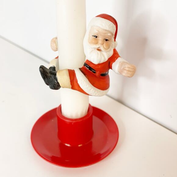 Vintage Hallmark Santa Claus Figurine Candle Hugger Holder Ceramic Christmas - Picture 2 of 8